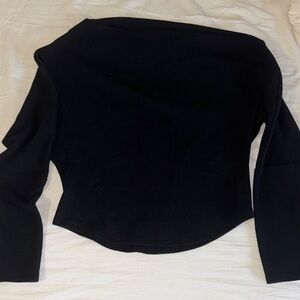 We The Free Black Women's Sweater Folded Wide Neck